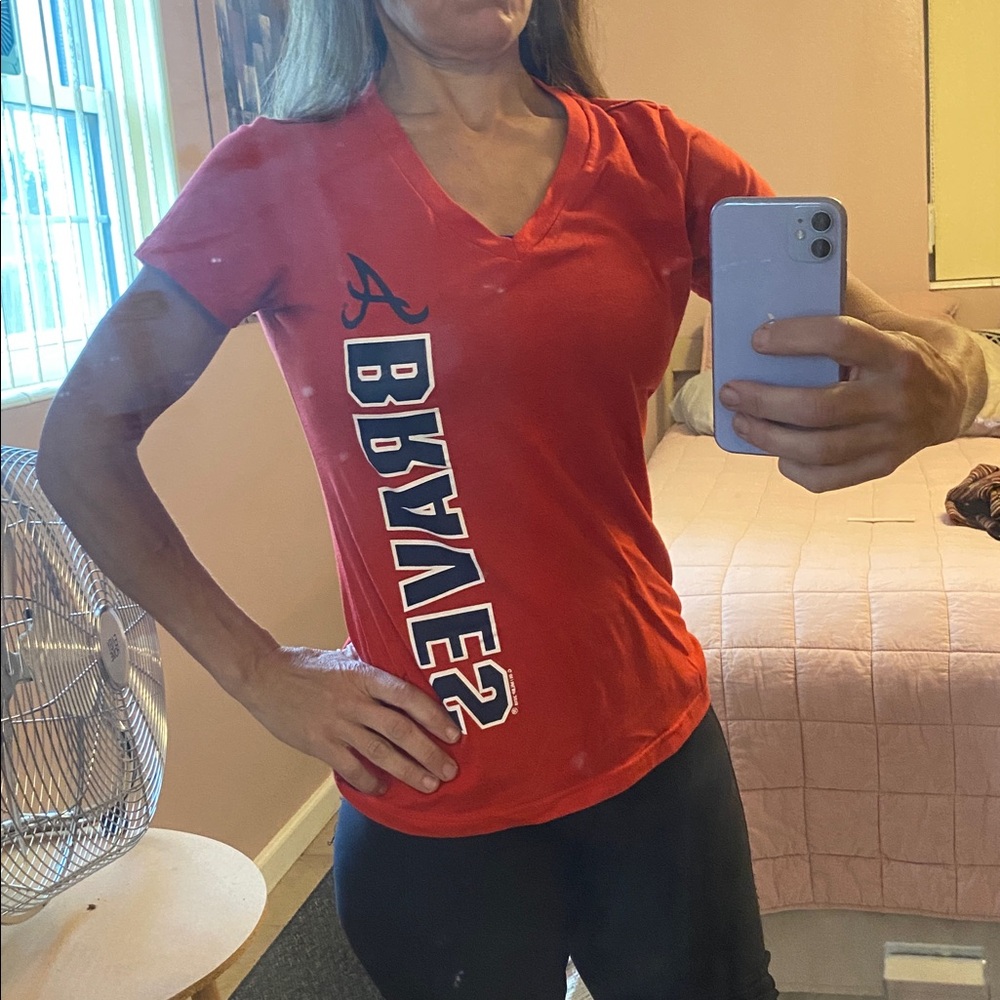 Atlanta Braves baseball (MLB) women’s Red Tee and Blue pant Set
